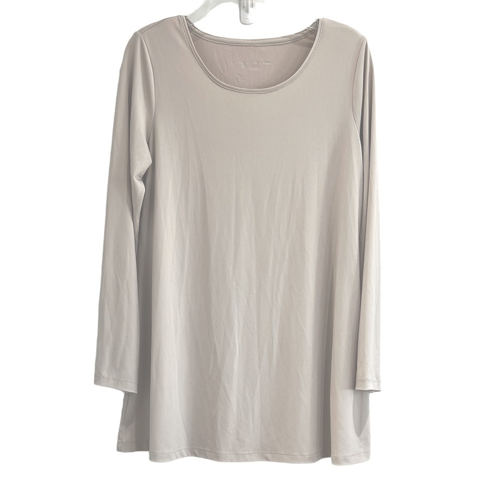 Susan Graver Modern Essentials Tunic Long Sleeve Top Size XS Beige